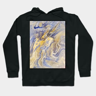 Blue, yellow, and white acrylic pour 3 Hoodie